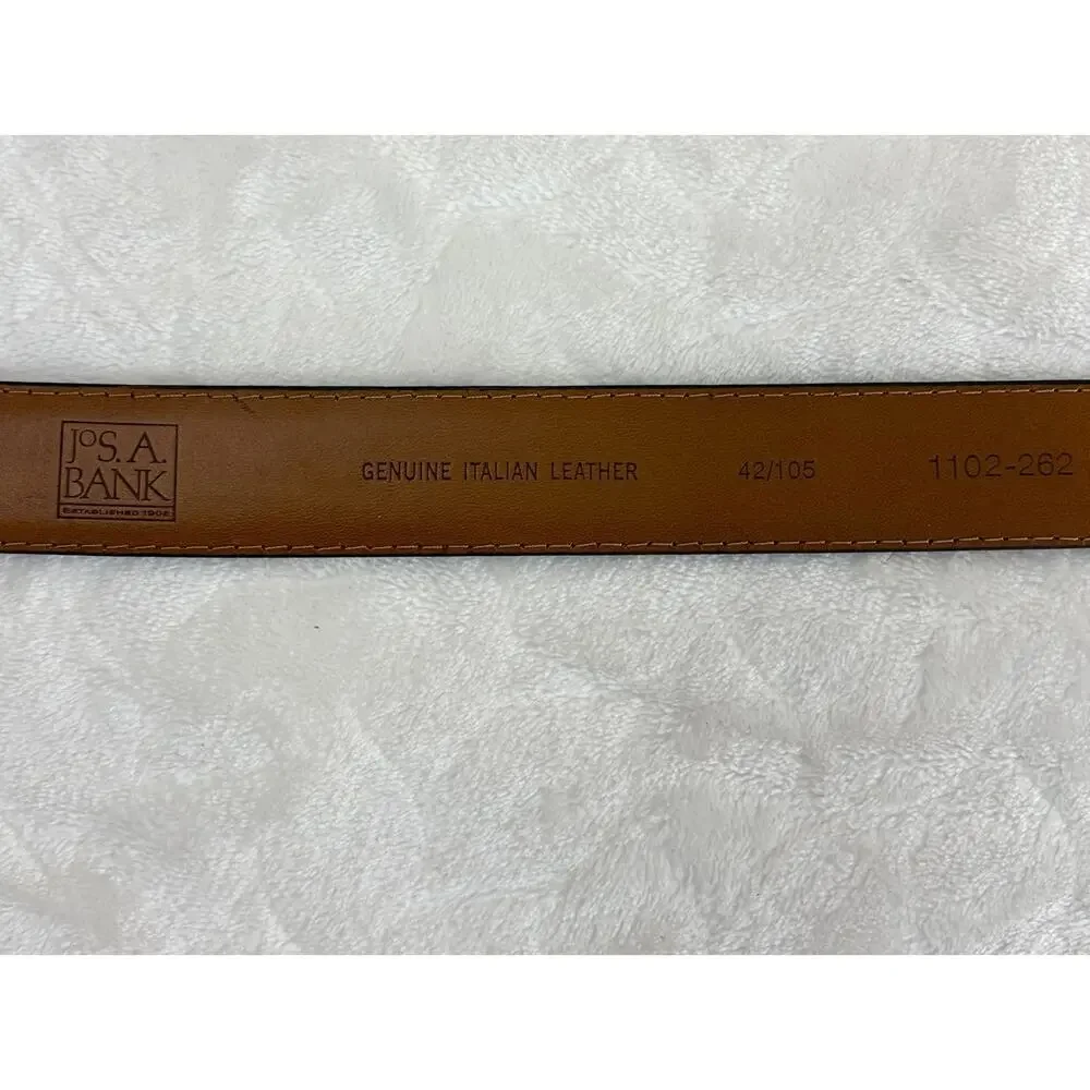JoS. A. BANK Brown Cognac Genuine Leather Belt Men Size 42 / 105 Gold Buckle